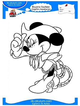 Çocuklar İçin Minnie-Mouse Boyama Sayfaları 